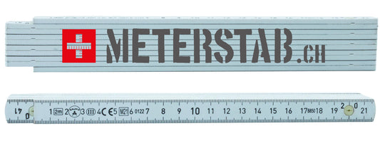 M850-  Der Profimeterstab aus Kunststoff (weiss) inklusive beidseitigen Druck CHF 7.10.-
